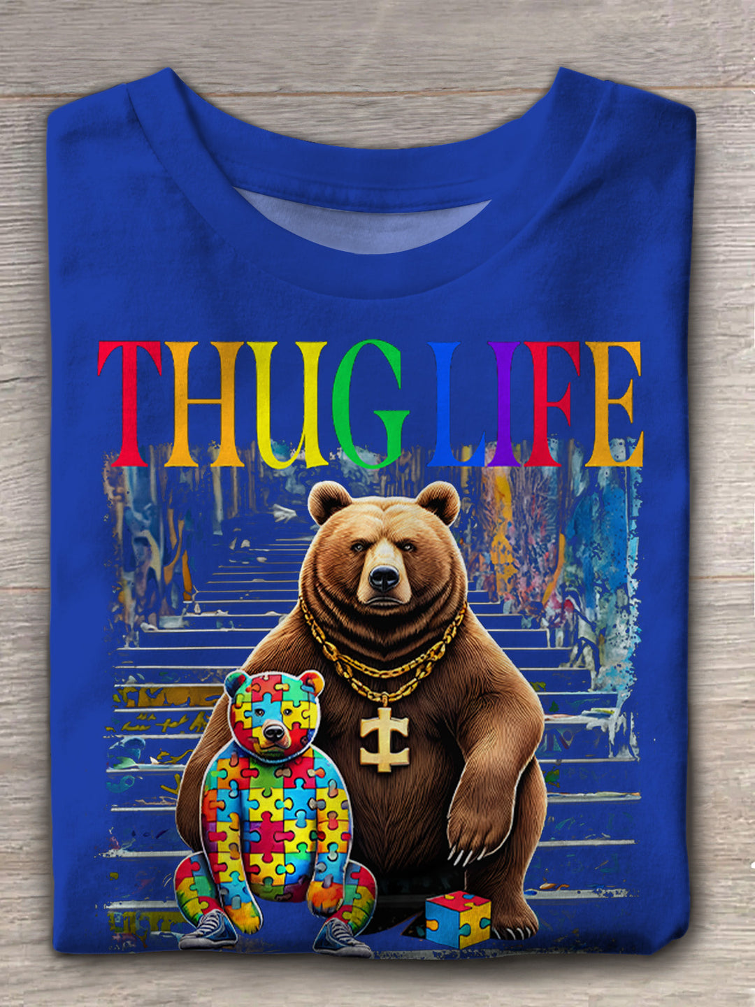 Thug Life Autism Awareness  Print T-shirt