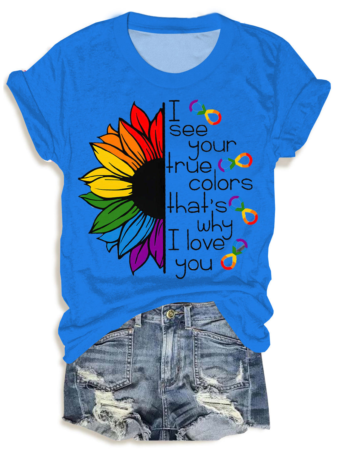 Autism Awareness Sunflower Print T-shirt