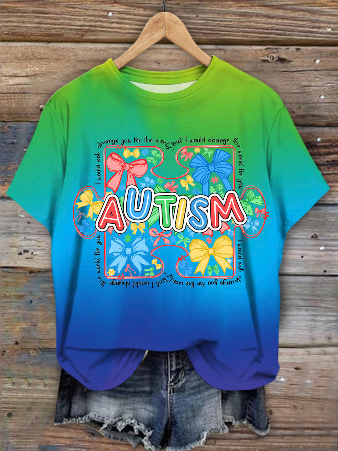 Women's Autism Bow Print T-shirt