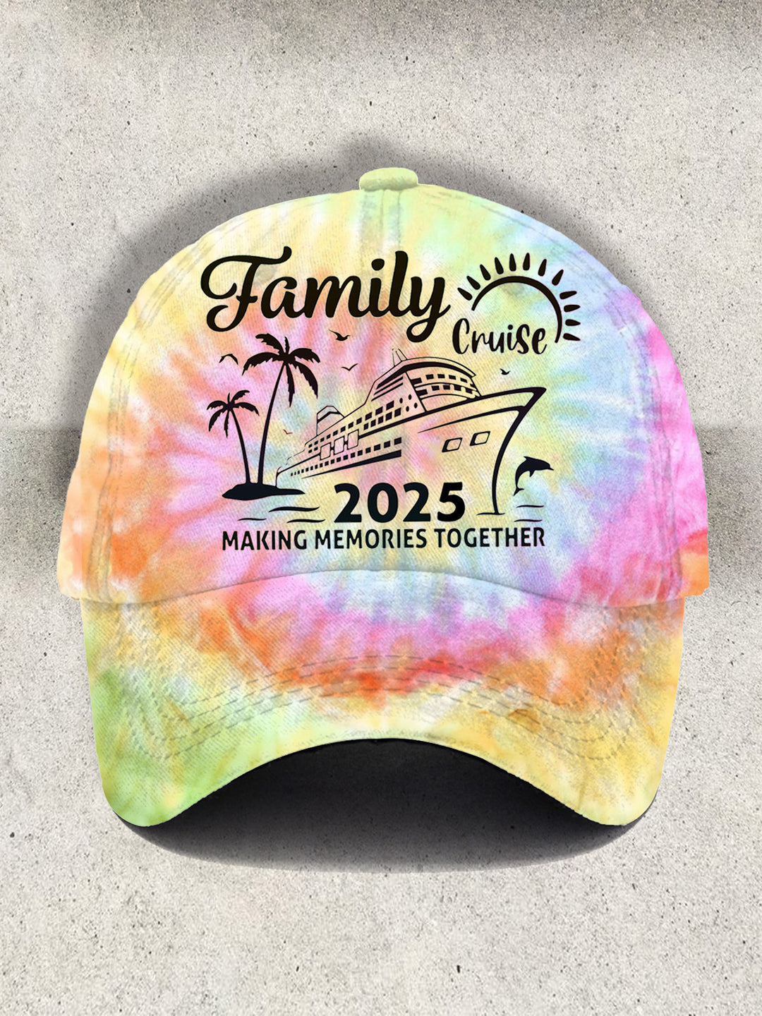 Family Cruise 2025 Tie Dye Print Baseball Cap