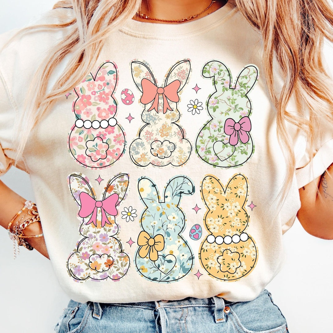 Floral Easter Bunny Coquette Print T-shirt