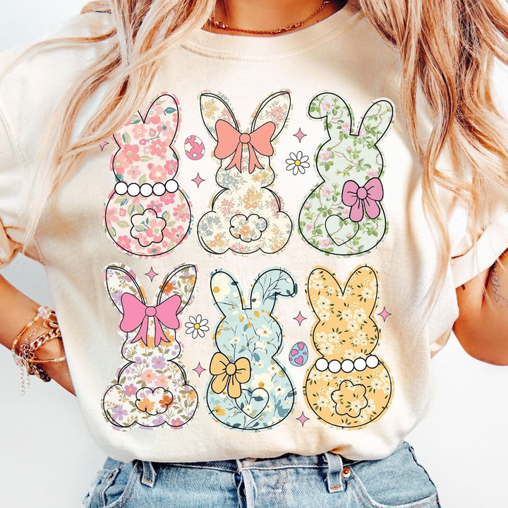 Floral Easter Bunny Coquette Print T-shirt