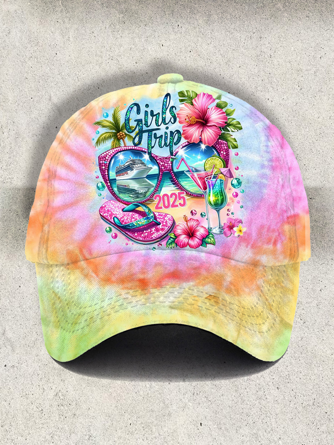 Girl's Trip 2025 Tie Dye Print Baseball Cap