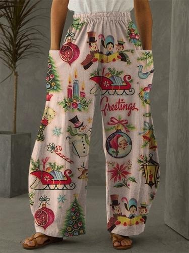 Women's Christmas Retro Print Casual Pants – Wonder closets