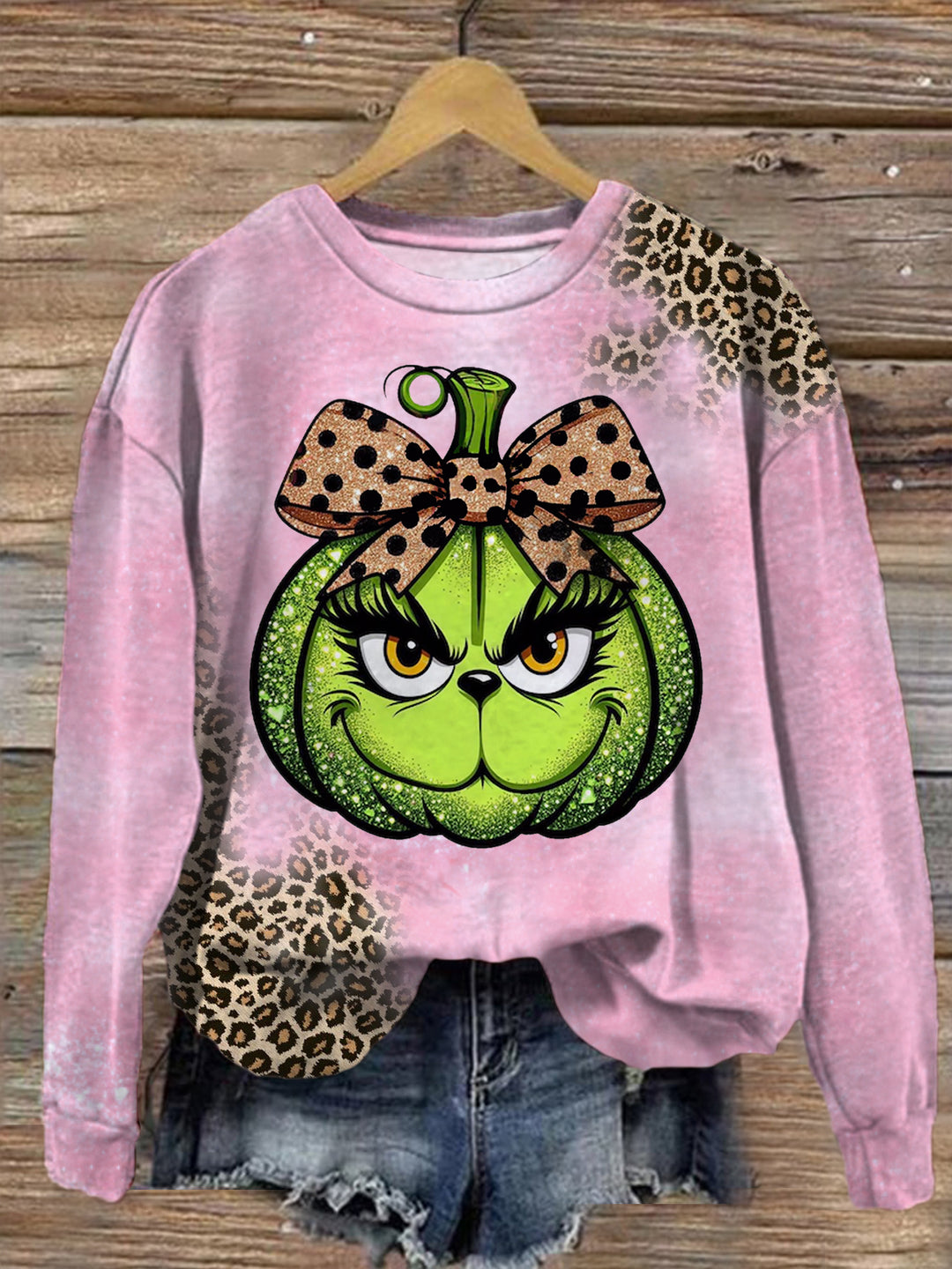 Women's Leopard Funny Christmas Long Sleeve Top