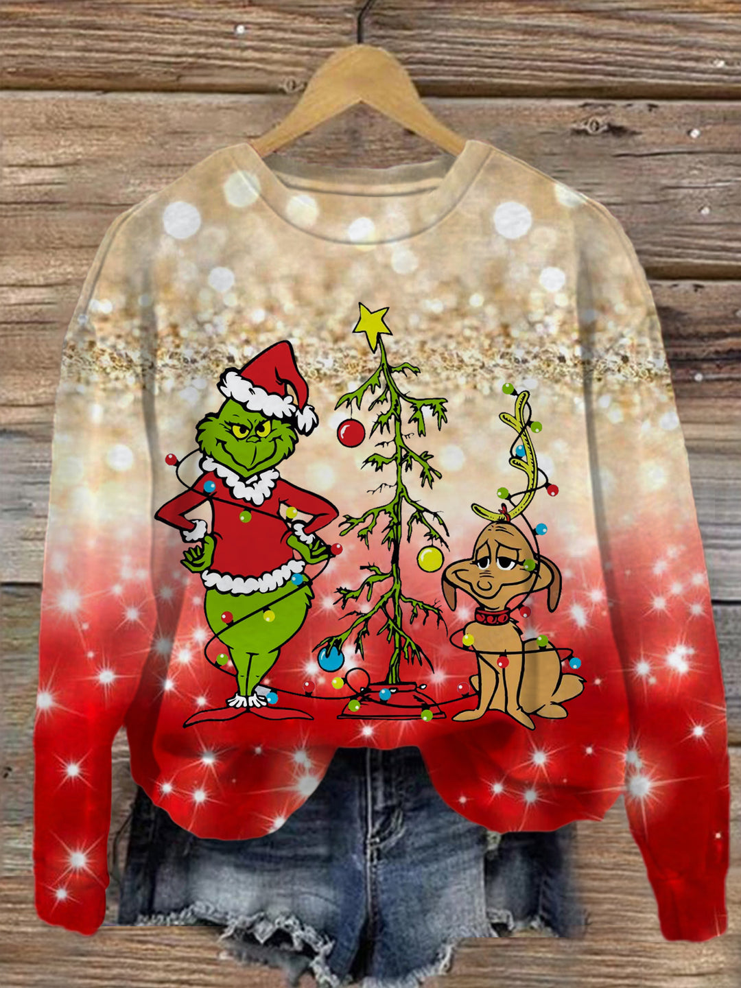 Green Monster And Friend Printed Long Sleeve Casual Top