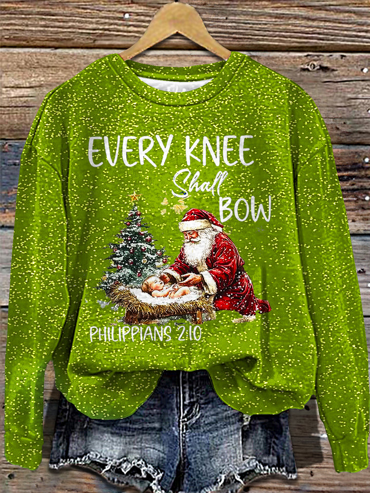 Women's Christmas Kneeling Crew Neck T-shirt