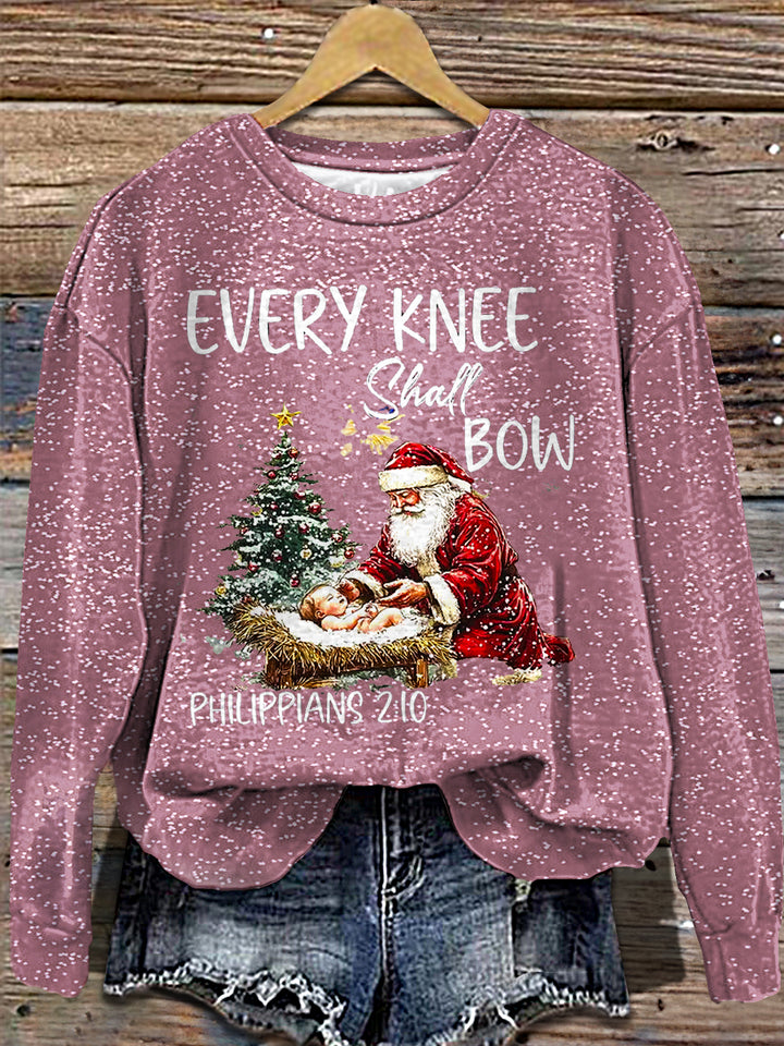 Women's Christmas Kneeling Crew Neck T-shirt