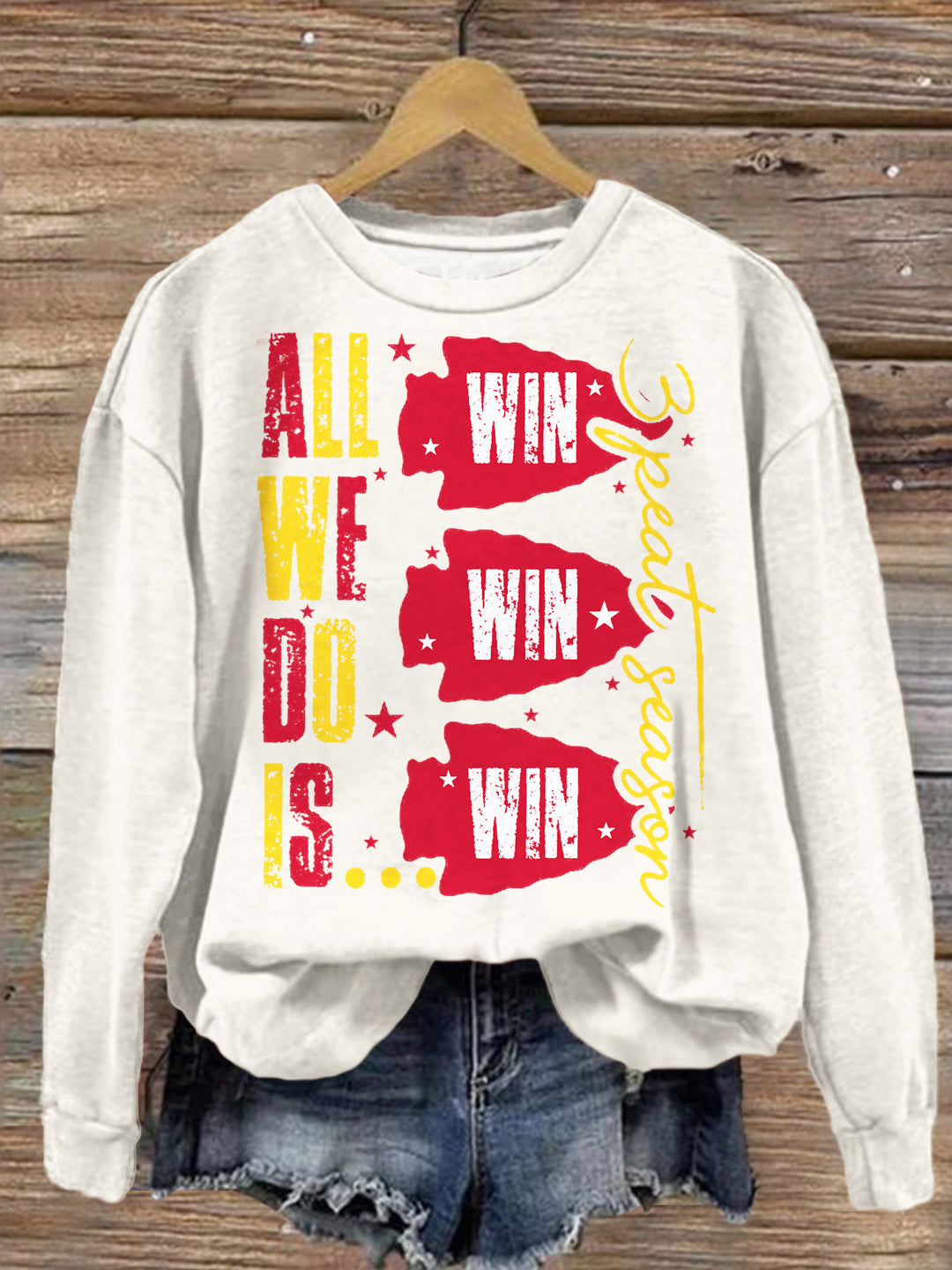 All We Do is Win Win Win Printed Long Sleeve Casual Top