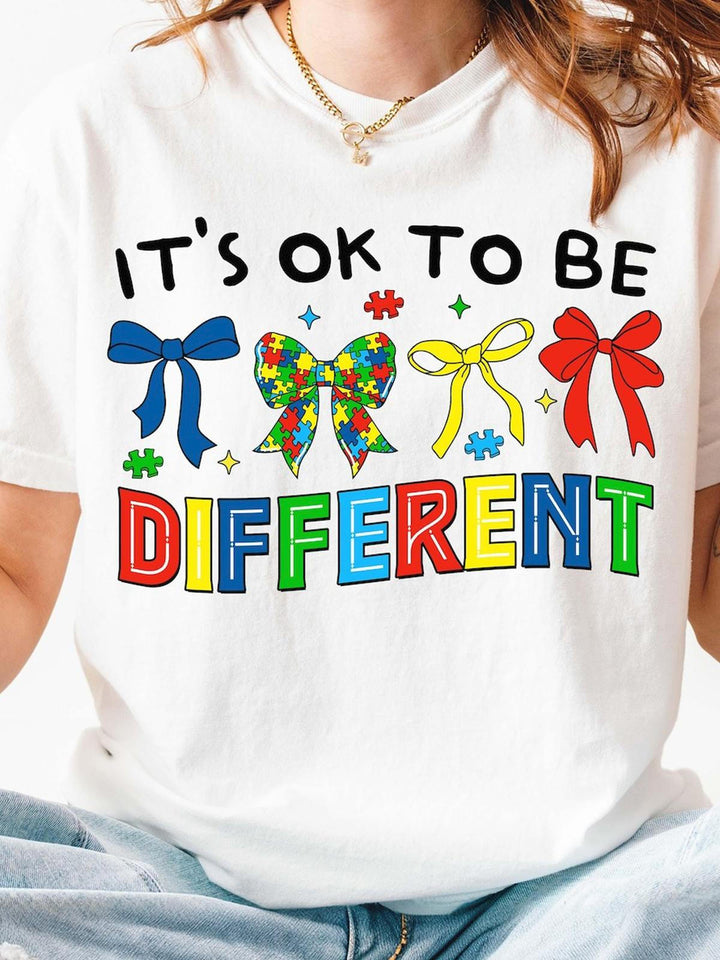 It's Ok To Be Different Autism Awareness Crew Neck T-shirt