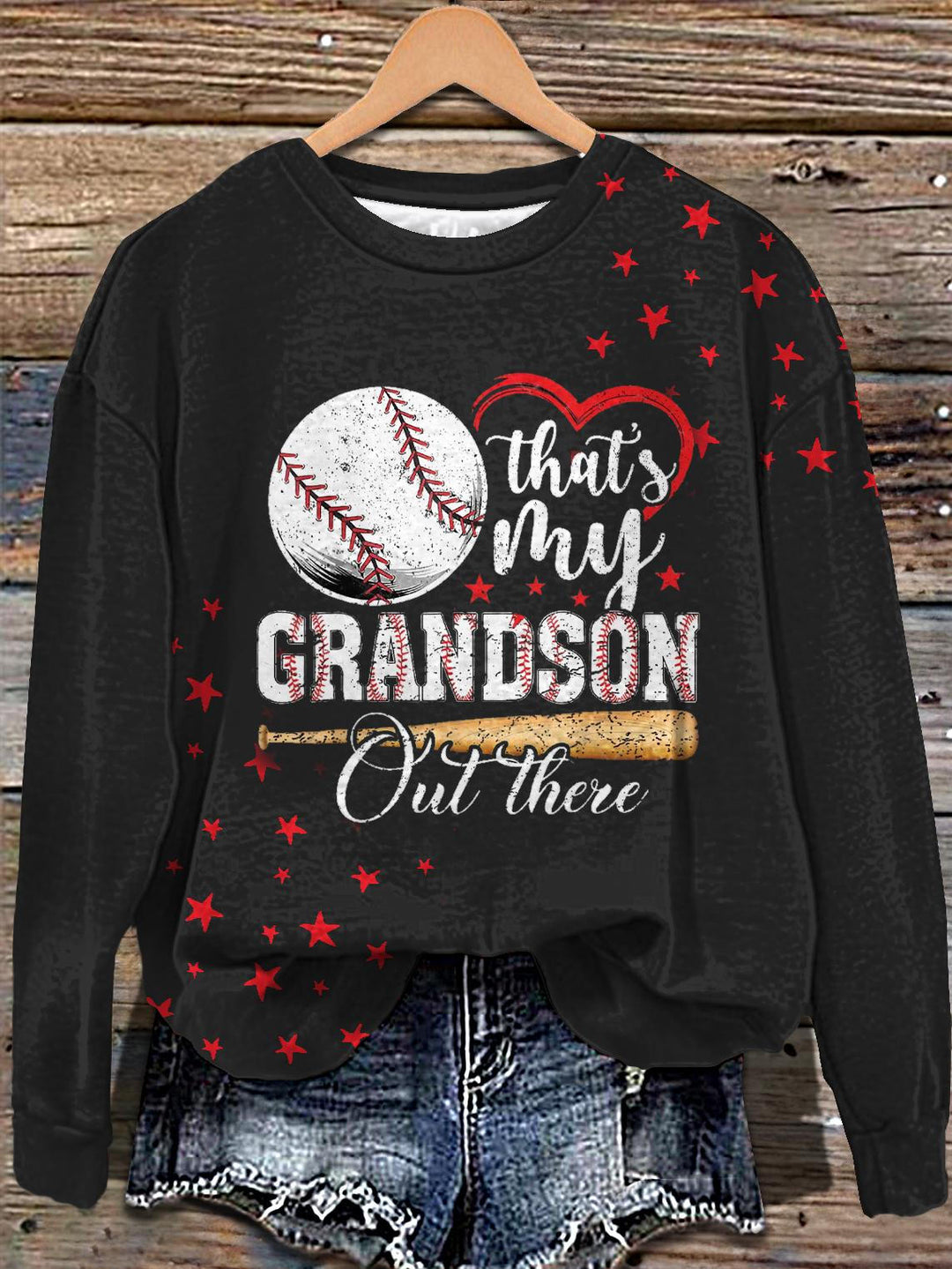 Baseball Grandma Mother's Day Printed Long Sleeve Casual Top