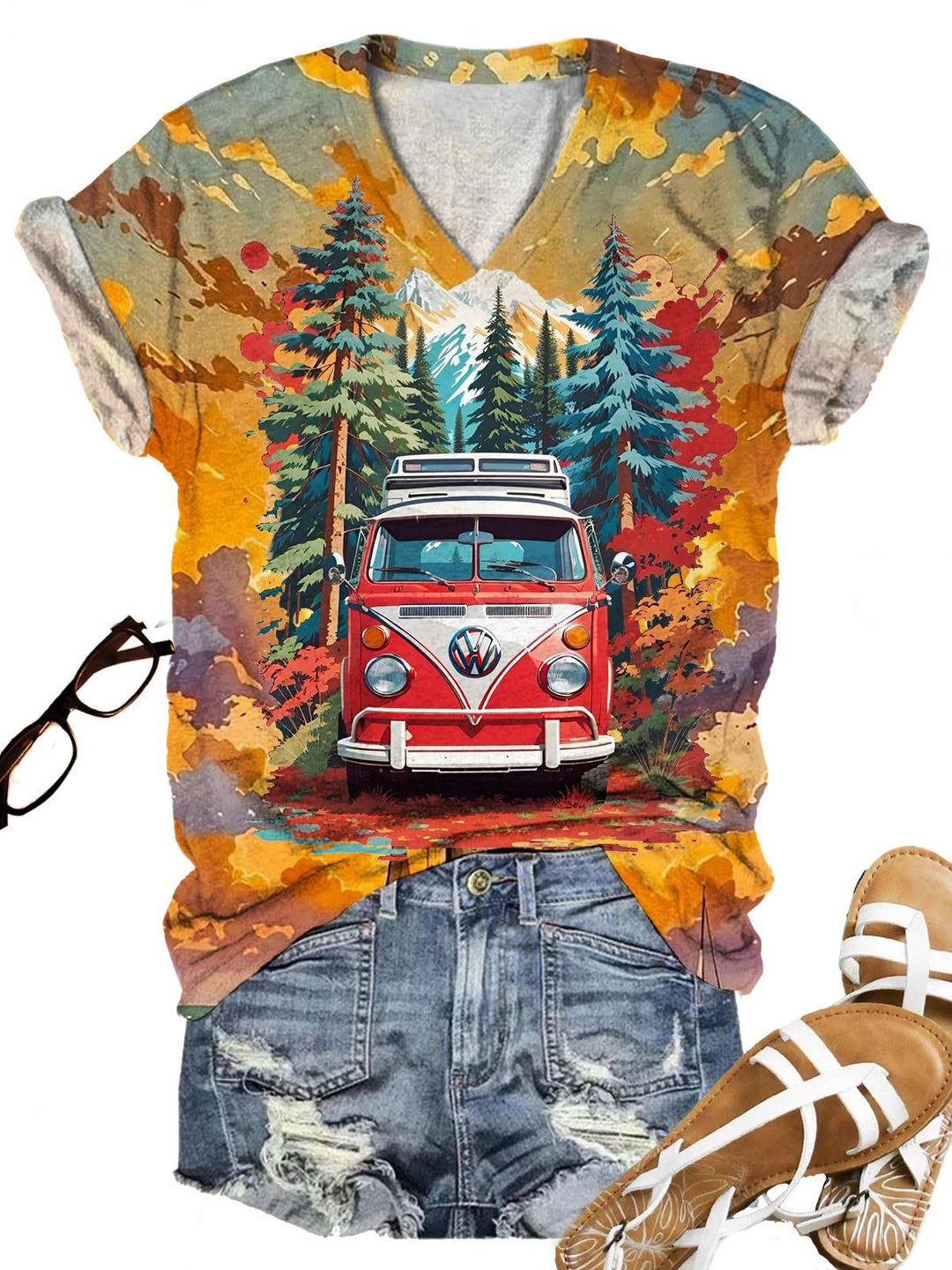 Summer Camping Forest Travel Leisure Vacation Print T-shirt