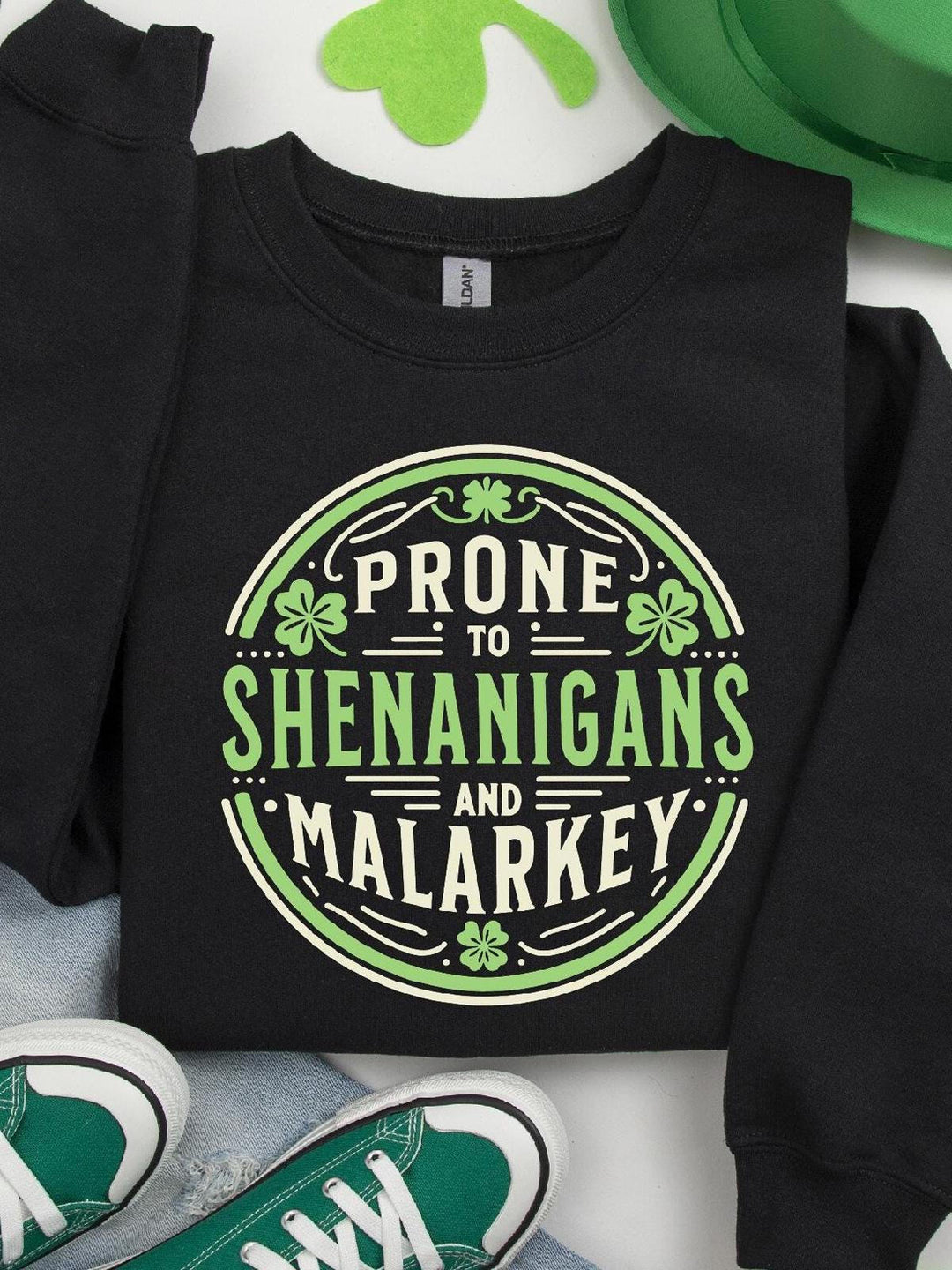 Prone to Shenanigans and Malarkey Printed Long Sleeve Casual Top