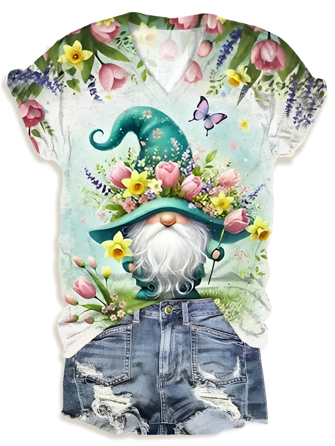 Happy Gnome V-neck T-Shirt