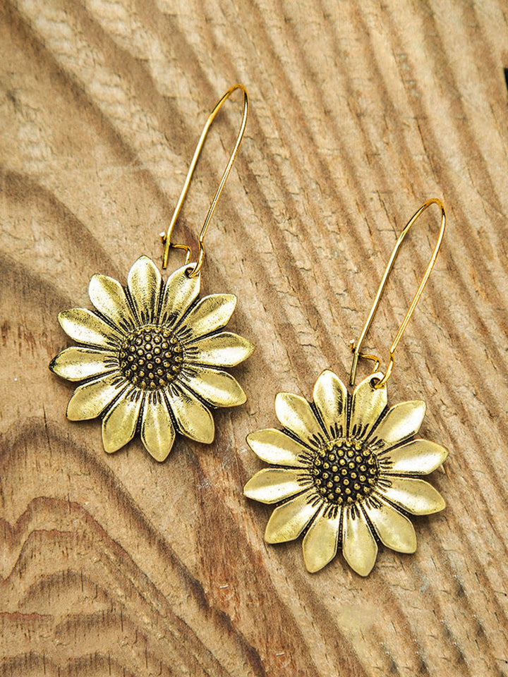 Sunflower Earrings Antique Gold Daisy Earrings