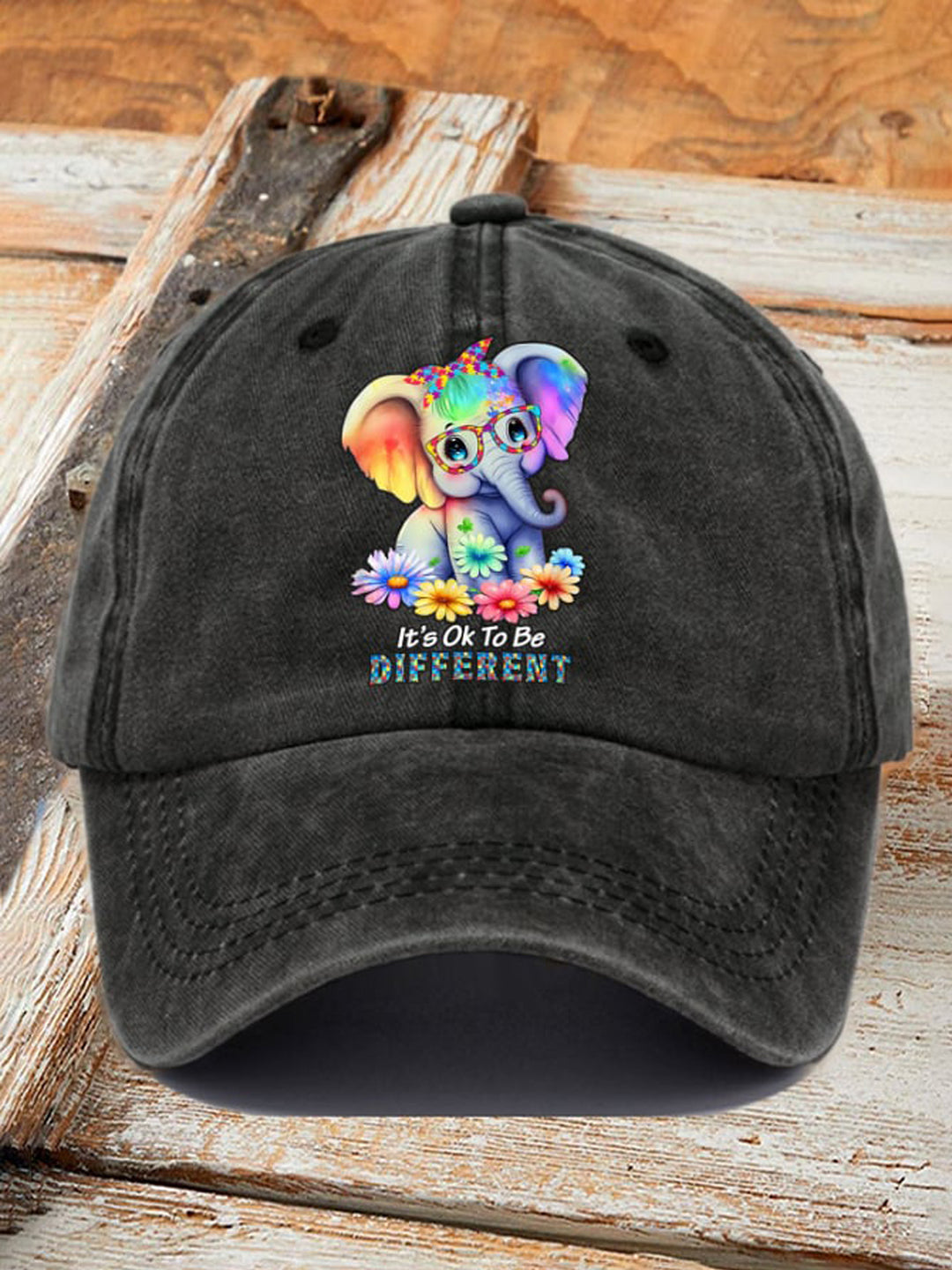 Autism Awareness Elephant It's Okay To Be Different Print Baseball Printed Baseball Cap