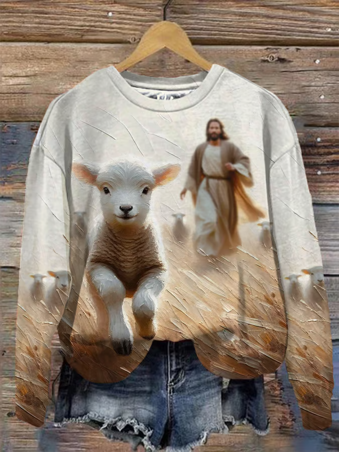 Women's Jesus And Sheep Christian Sweatshirt