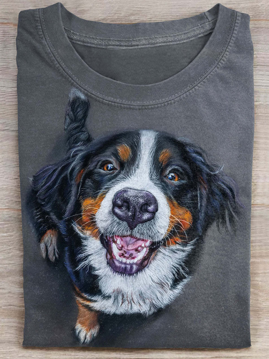 Cute Puppy Print Crew Neck T-shirt