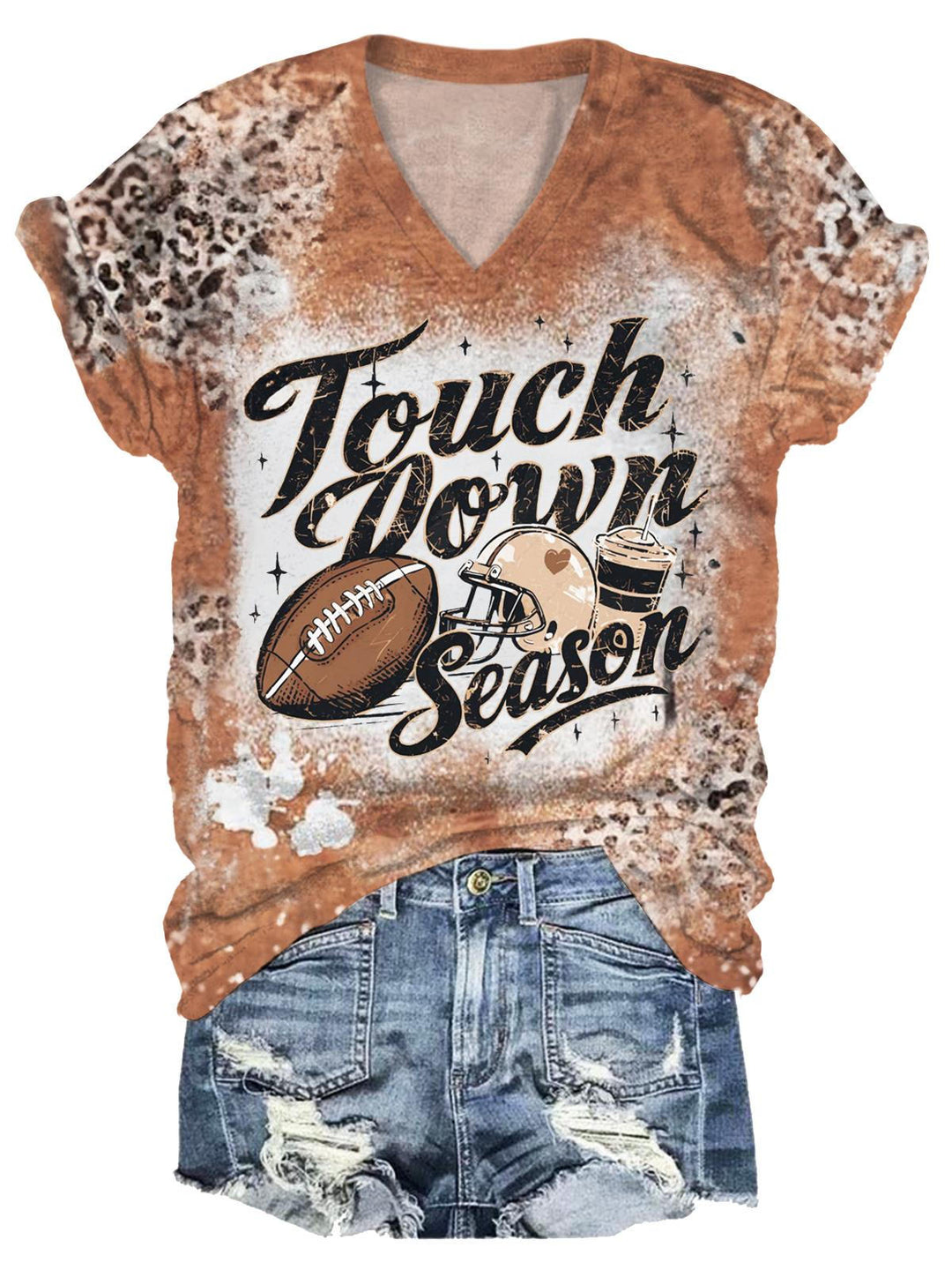 Touch down Season V-Neck Short Sleeve T-Shirt