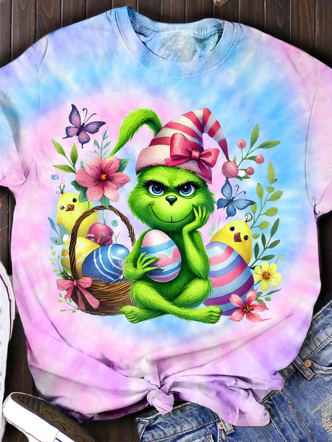 Easter Cute Green Monster Easter Egg Crew Neck T-shirt