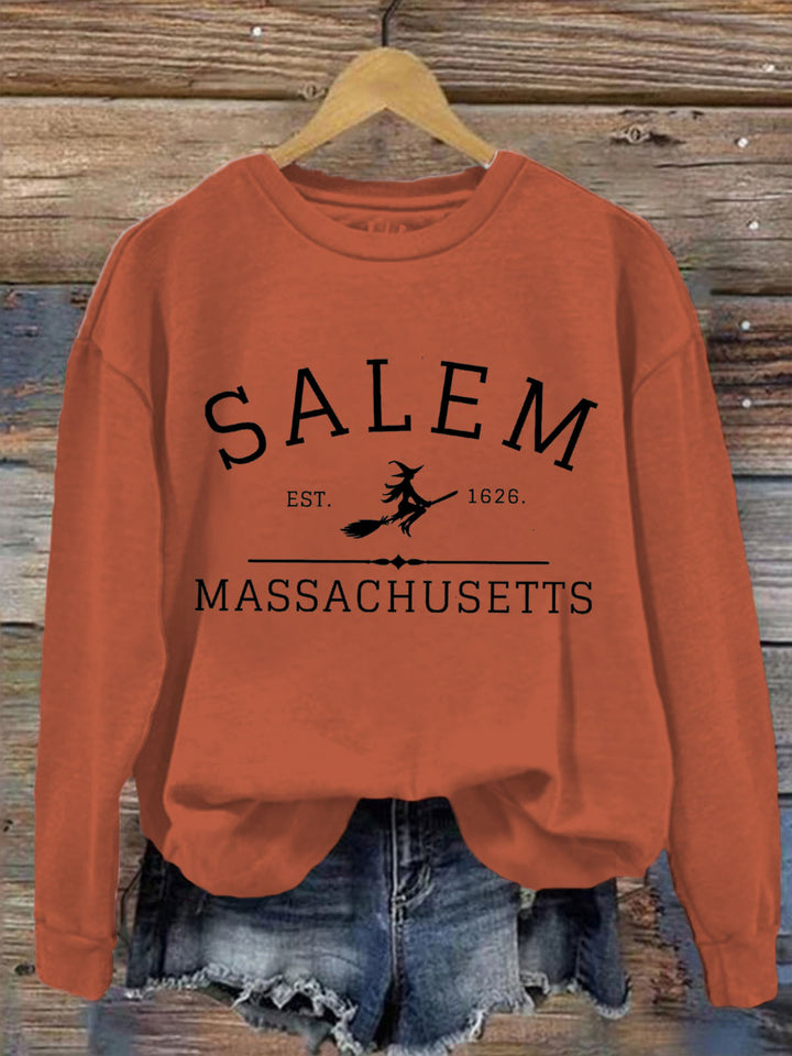 Salem Massachusetts Printed Long Sleeve Casual Top