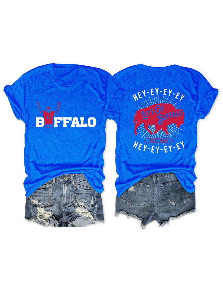 Buffalo Football Print Crew Neck T-shirt