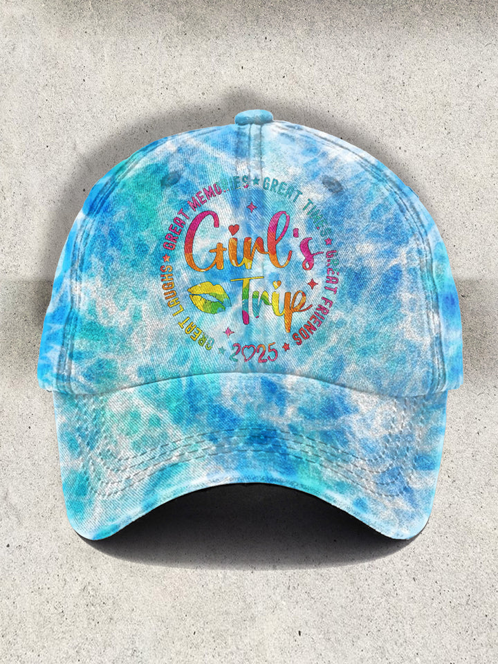 Girl Trip 2025 Colorful Tie Dye Print Baseball Cap