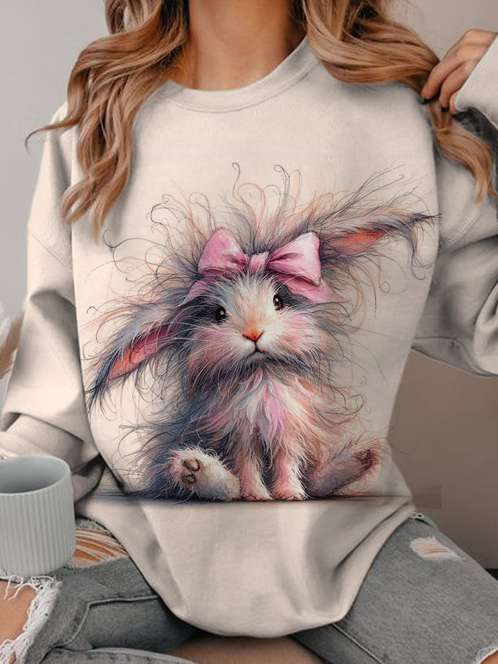 Women's Cute Rabbit Crew Neck Casual Sweatshirt