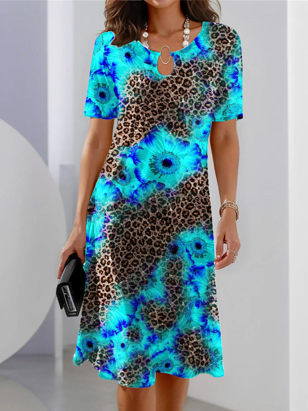 Women's Summer Flower Sexy Leopard Print Dress