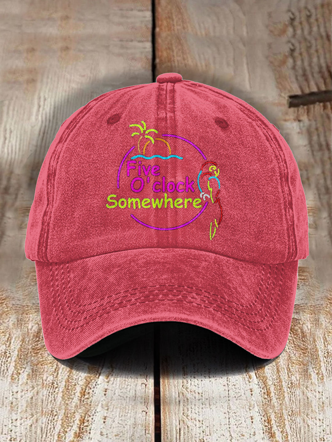 Five O'Clock Somewhere Vacations Printed Baseball Cap