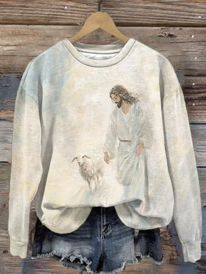 Women's Jesus And Sheep Christian Sweatshirt