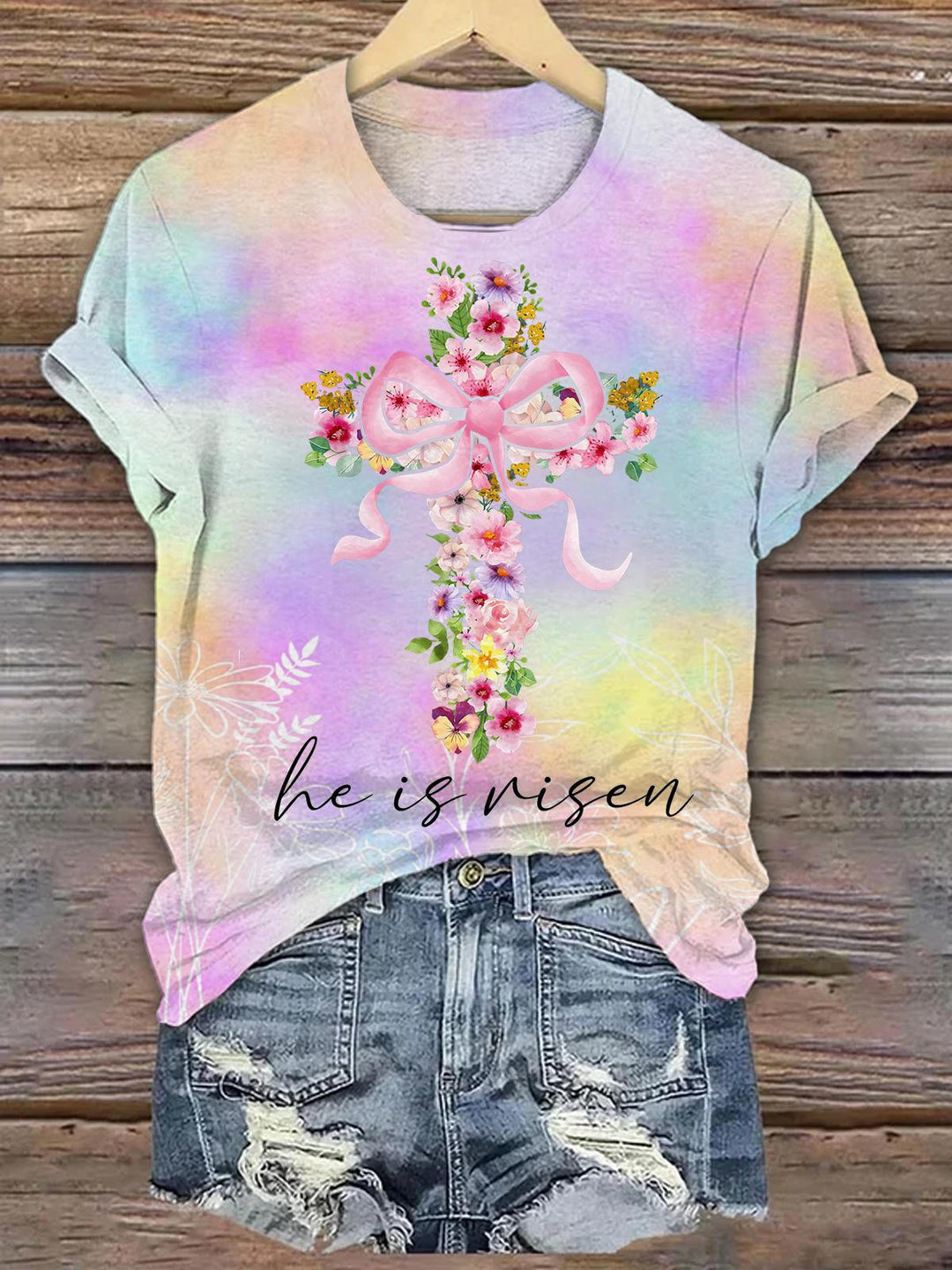 He is Risen Christian Easter Coquette T-shirt