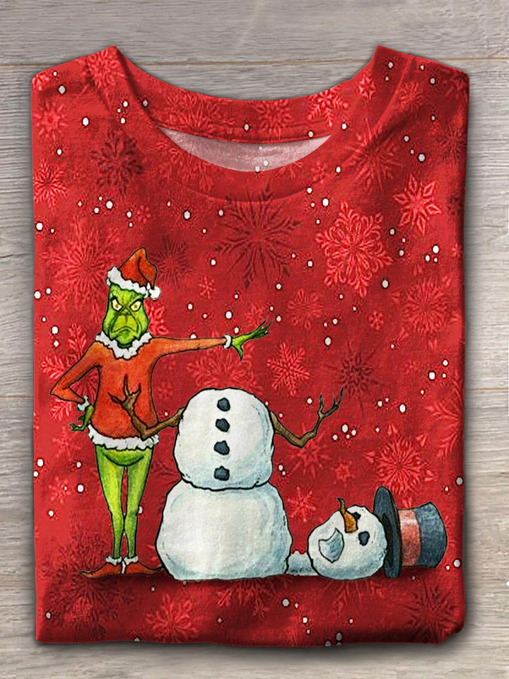 Women's Retro Funny Spoof Christmas Crew Neck T-shirt