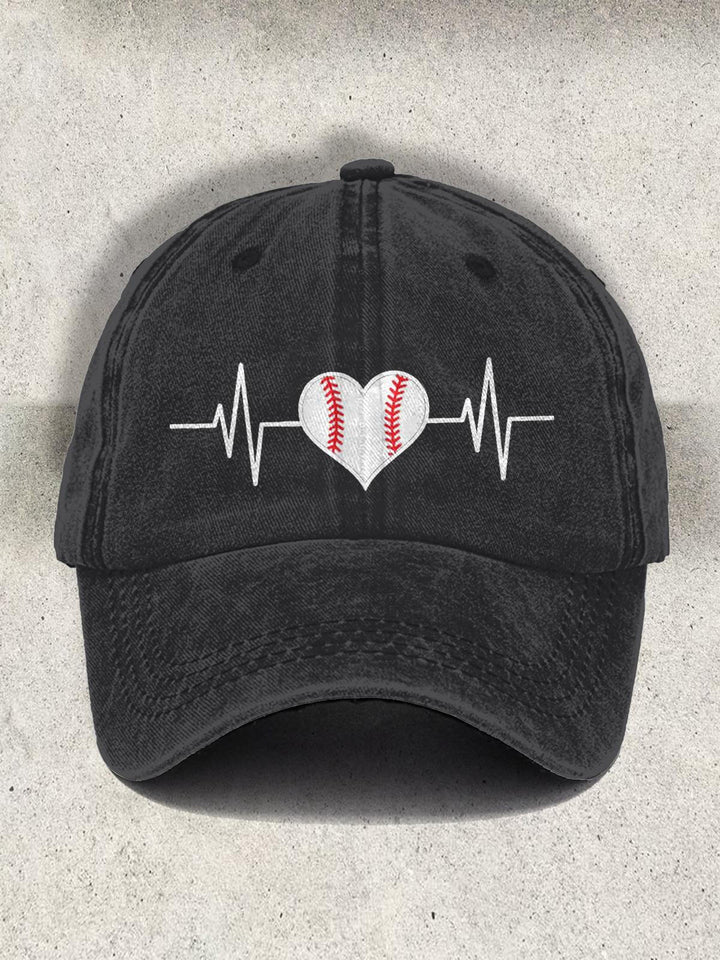 Retro Baseball Love Print Baseball Cap