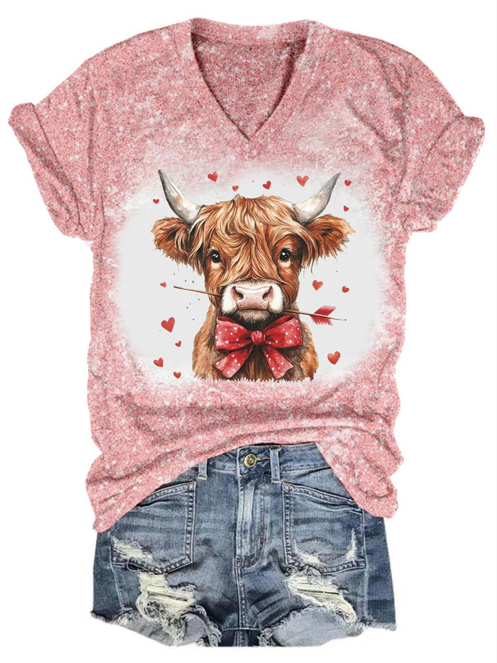 Goldendoodle Coquette Valentines V-Neck T-Shirt