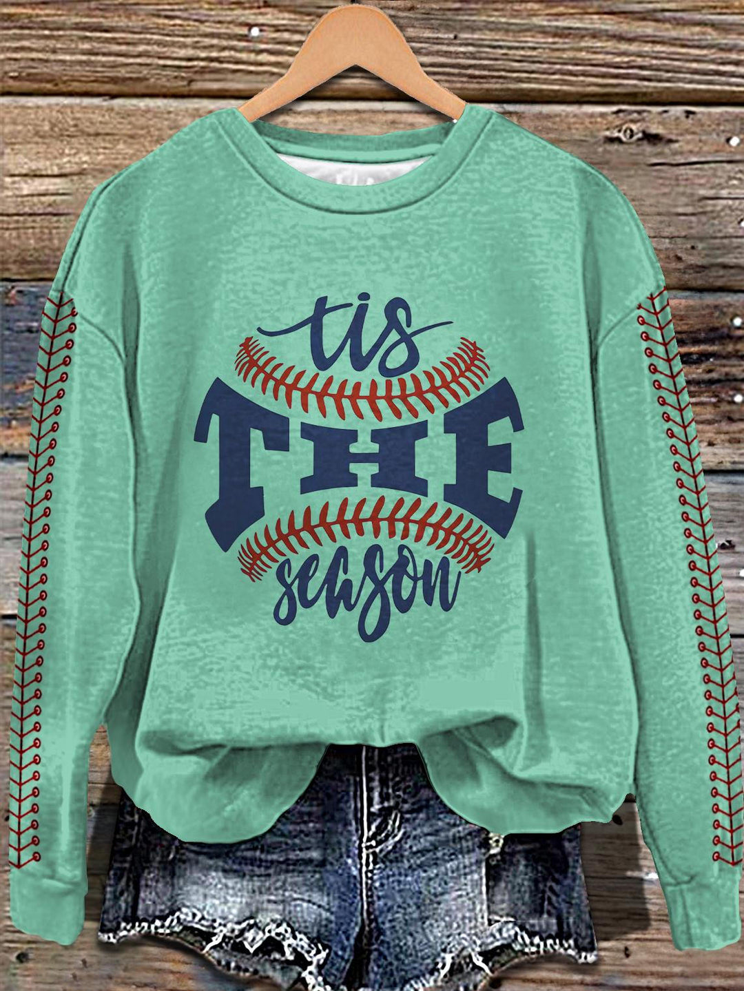 Women's Baseball Season Printed Long Sleeve Casual Top