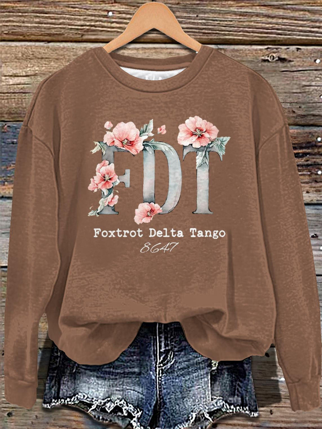 FDT Flower Printed Long Sleeve Casual Top