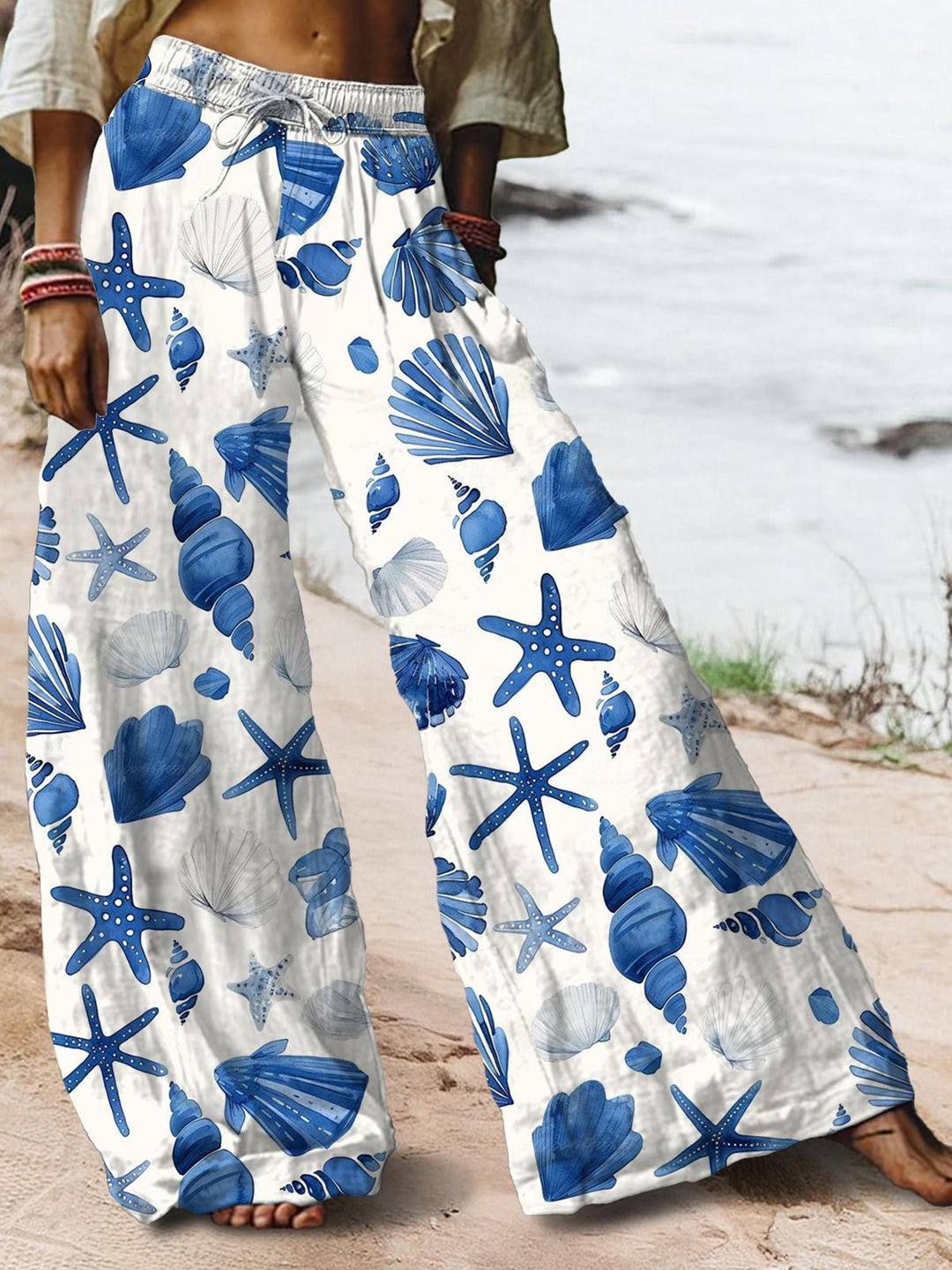 Beach Vacation Conch Print Casual Pants