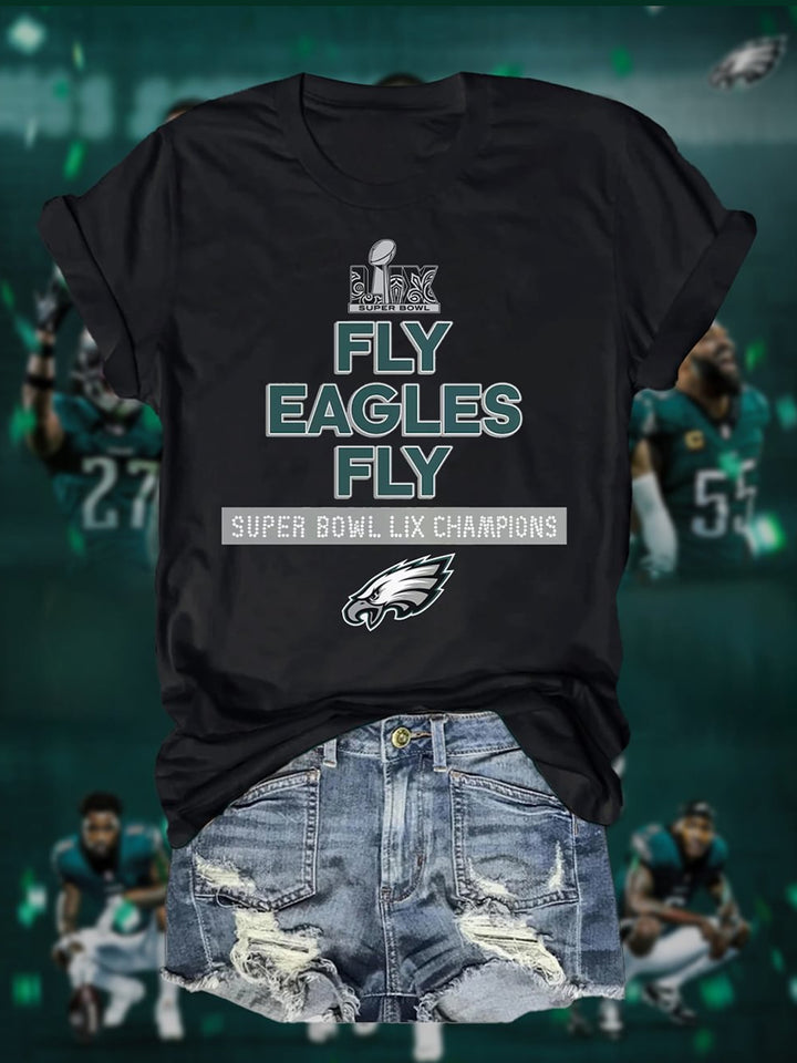 Fly Eagles Fly Football 2025 Champions Crew Neck T-shirt