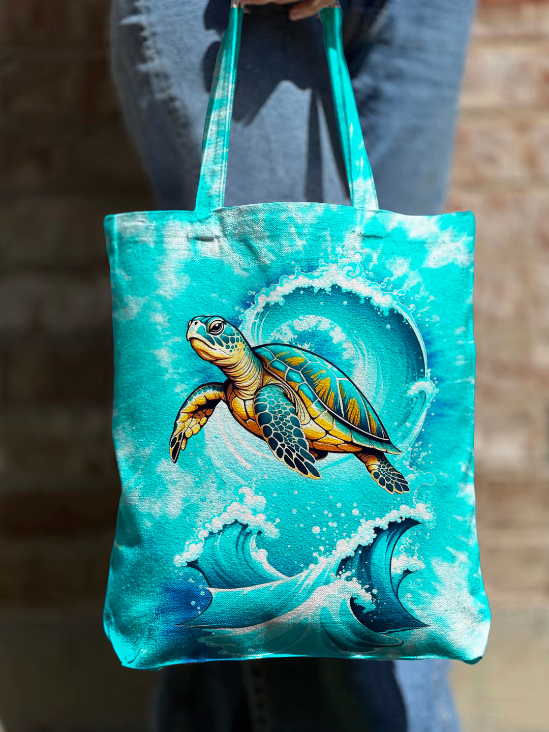 Turtle Tie Dye Shoulder Zipper Canvas Bag