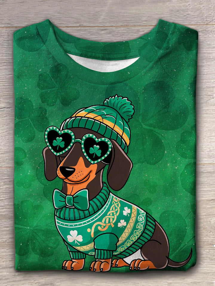 St. Patrick’s Day Dachshund Dog Crew Neck T-shirt