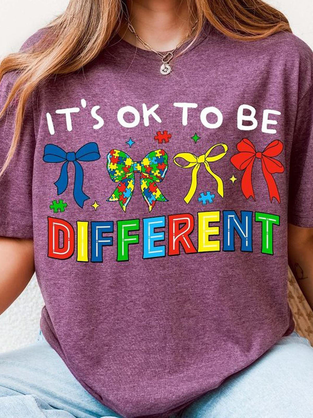 It's Ok To Be Different Autism Awareness Crew Neck T-shirt