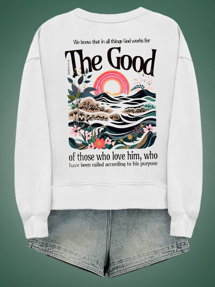 The Good Powerful Christian Scripture Printed Long Sleeve Casual Top