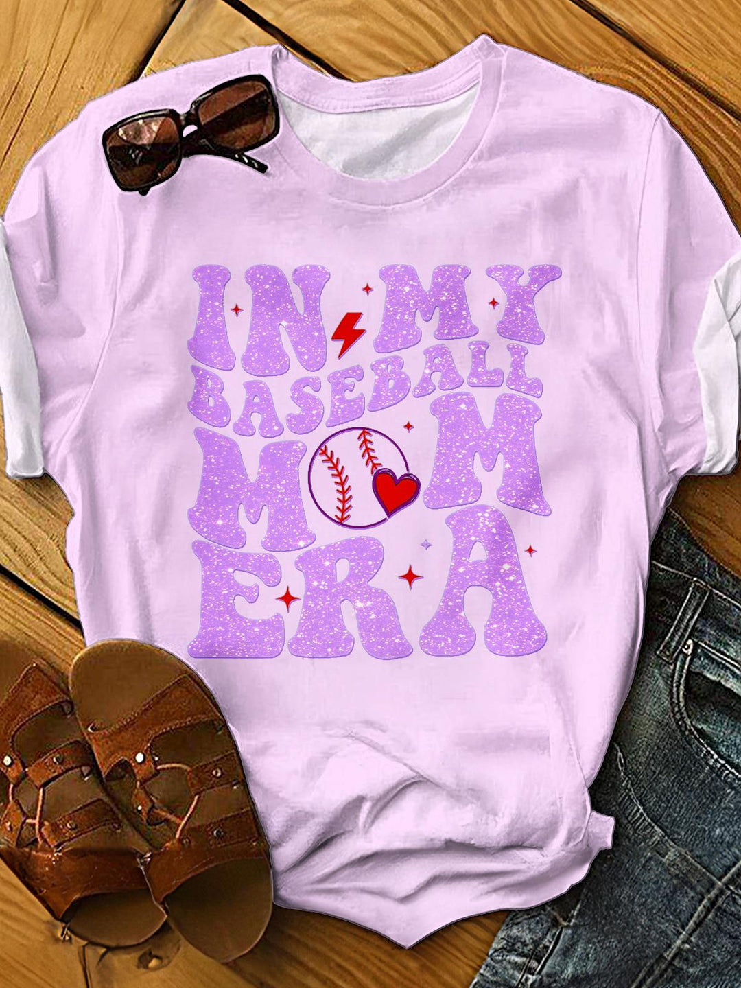 Baseball Mom Era Crew Neck T-shirt