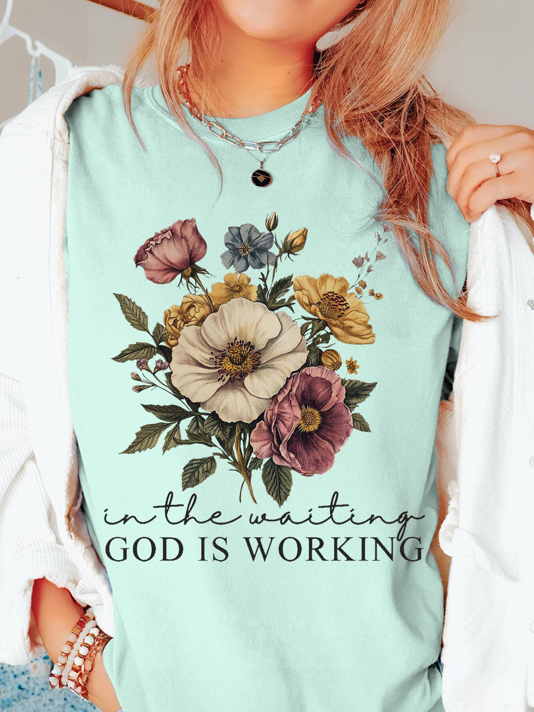 In The Waiting God Is Working Crew Neck T-shirt