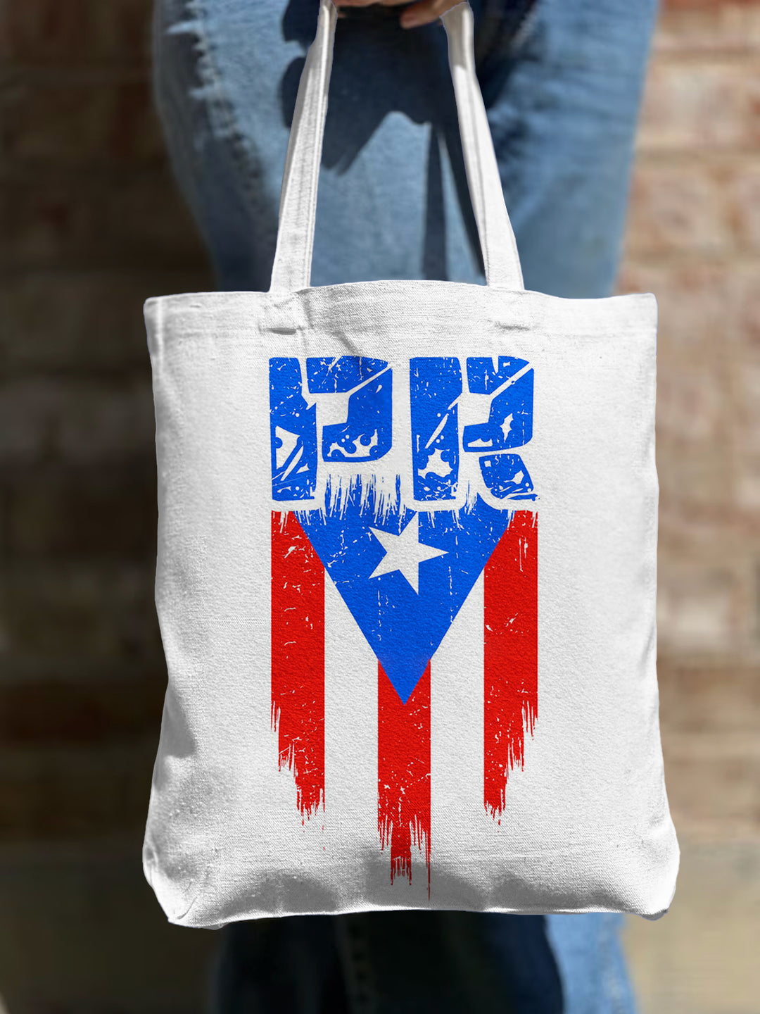 Puerto Rico Distressed Flag Shopping Tote Bag