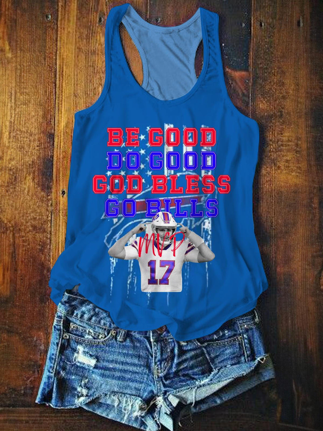 Be Good Do Good God Bless Go Bills Printed Casual Tank Top