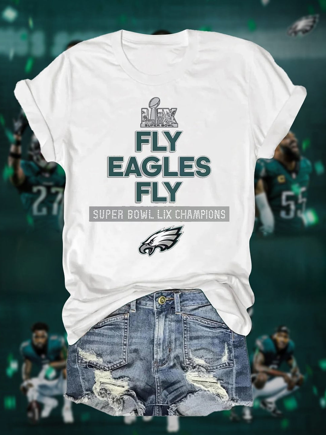 Fly Eagles Fly Football 2025 Champions Crew Neck T-shirt