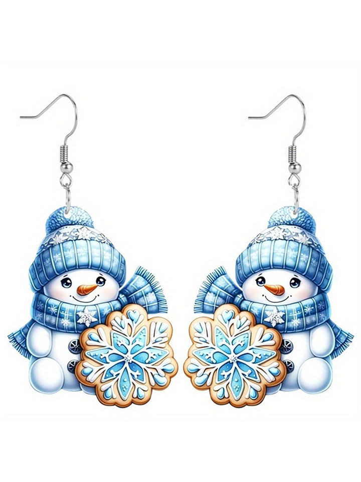 Sequin Acrylic Cartoon Christmas Snowman Earrings