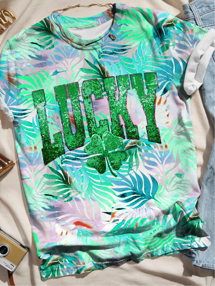 Happy St. Patrick Day Lucky Fun Print T-shirt